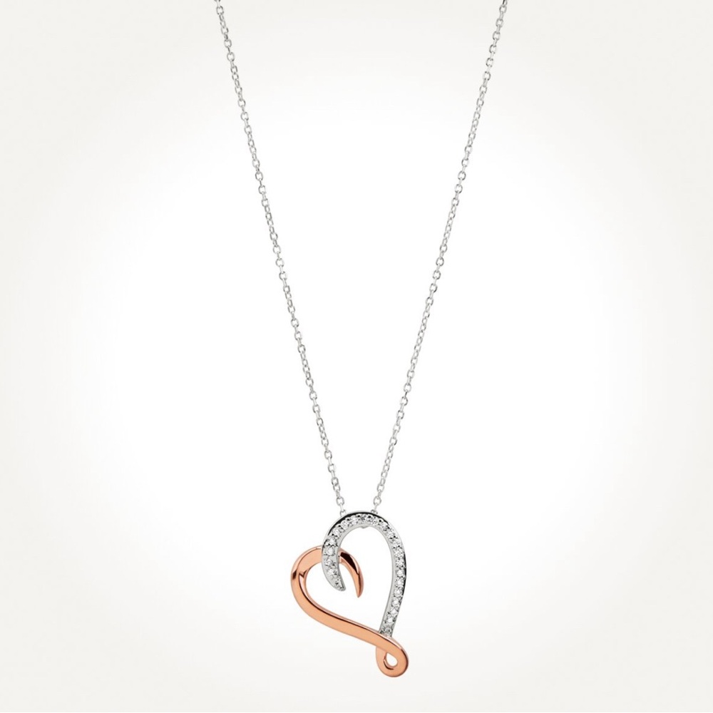 Elegant Two-Tone Heart Pendant Necklace